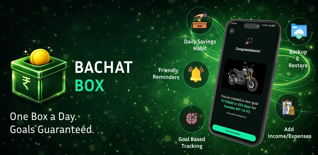 Bachat Box daily savings and expense tracker app feature banner